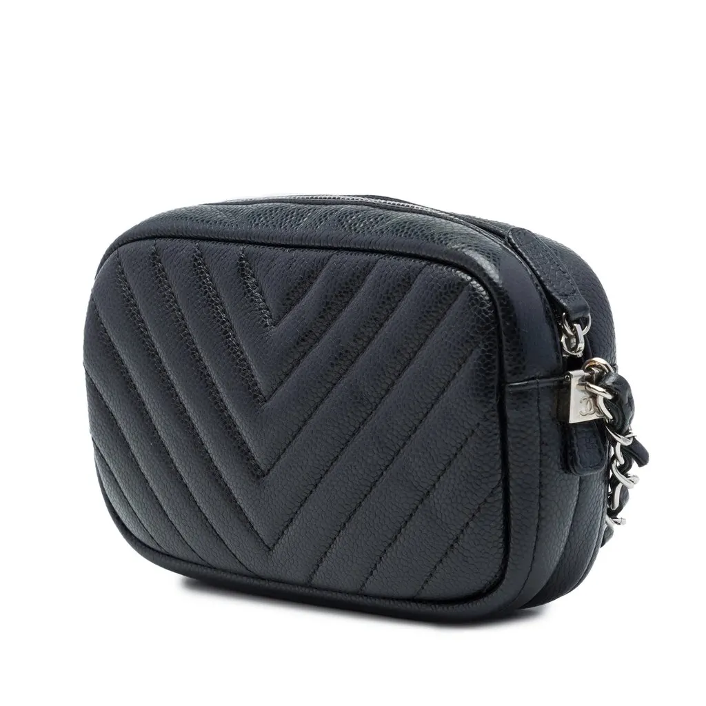 Chanel CC Chevron Caviar Camera Bag Black Leather Very good - Back View