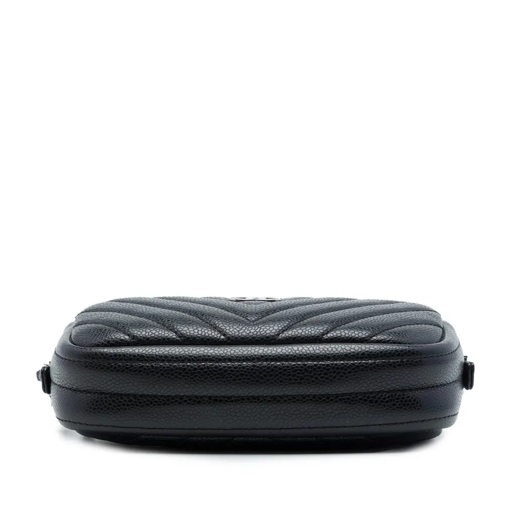 Chanel CC Chevron Caviar Camera Bag Black Leather Very good - Inside View