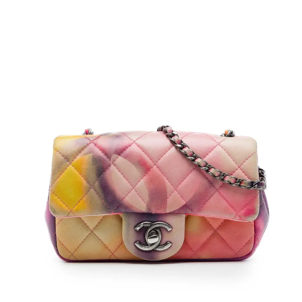 Chanel Extra Mini Quilted Lambskin Flower Power Single Flap Pink Leather Very good - Front View