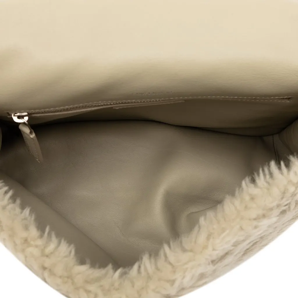 Saint Laurent Medium Shearling Niki Shoulder Bag Brown Very good - Model View