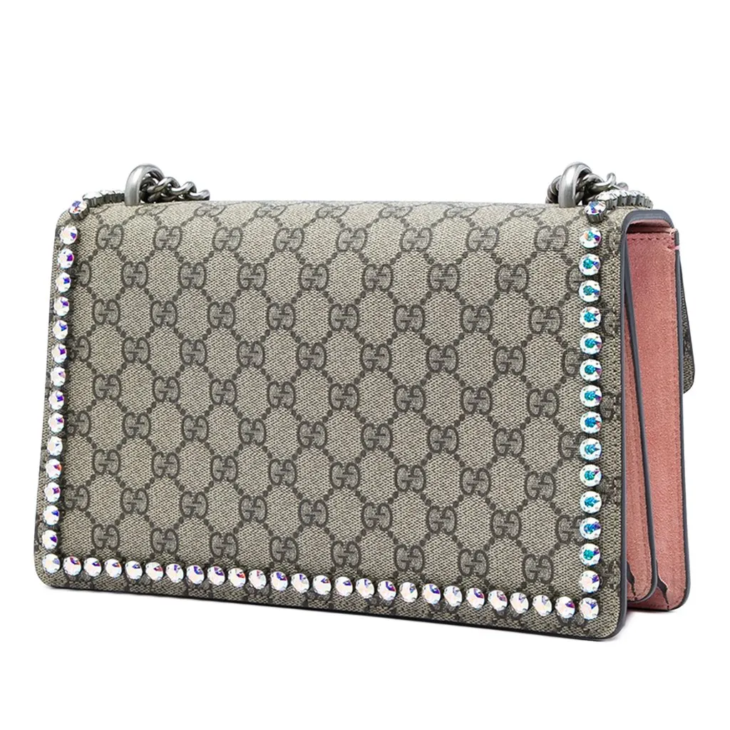 Gucci Medium GG Supreme Crystal Dionysus Shoulder Bag Beige Canvas Good - Back View