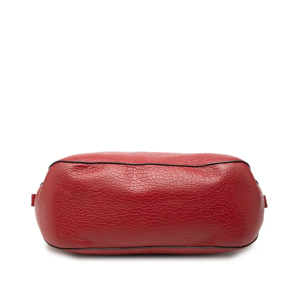 Burberry Small Heritage Grain Check Embossed Leather Orchard Bowling Bag Red Leather Very good - Inside View