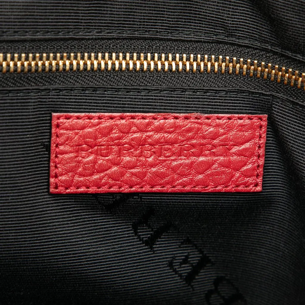 Burberry Small Heritage Grain Check Embossed Leather Orchard Bowling Bag Red Leather Very good - Box View