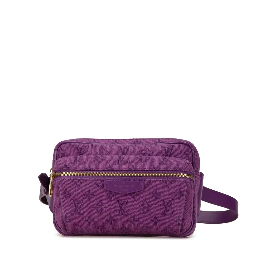 Louis Vuitton Monogram Denim Outdoor Bumbag Purple Very good - Front View