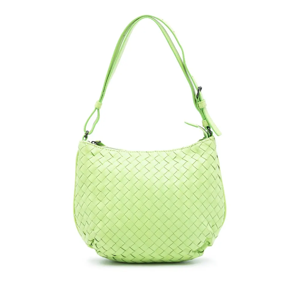 Bottega Veneta Nappa Intrecciato Shoulder Bag Green Leather Very good - Front View