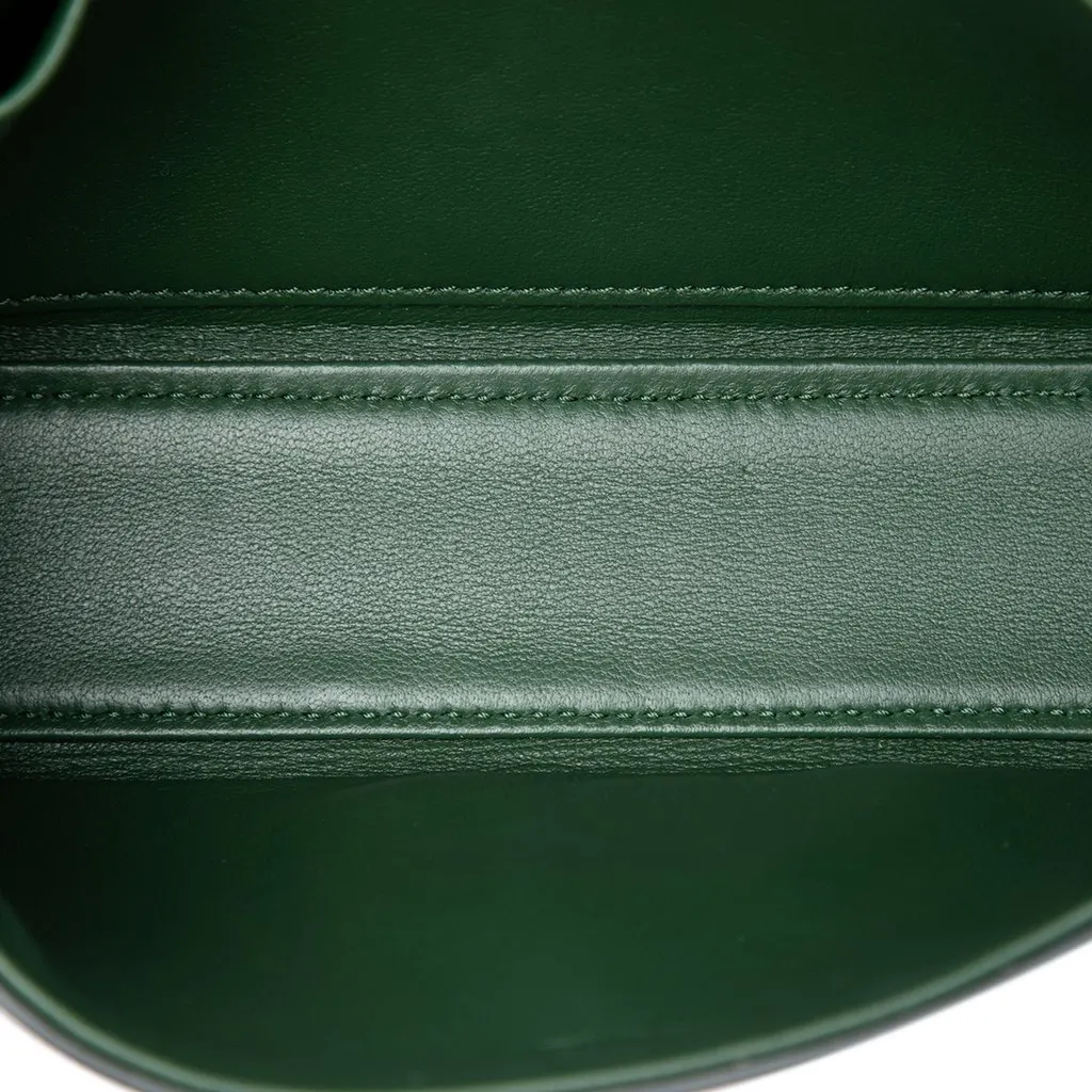 Celine Shiny Calfskin Triomphe Claude Shoulder Bag Green Leather Very good - Model View