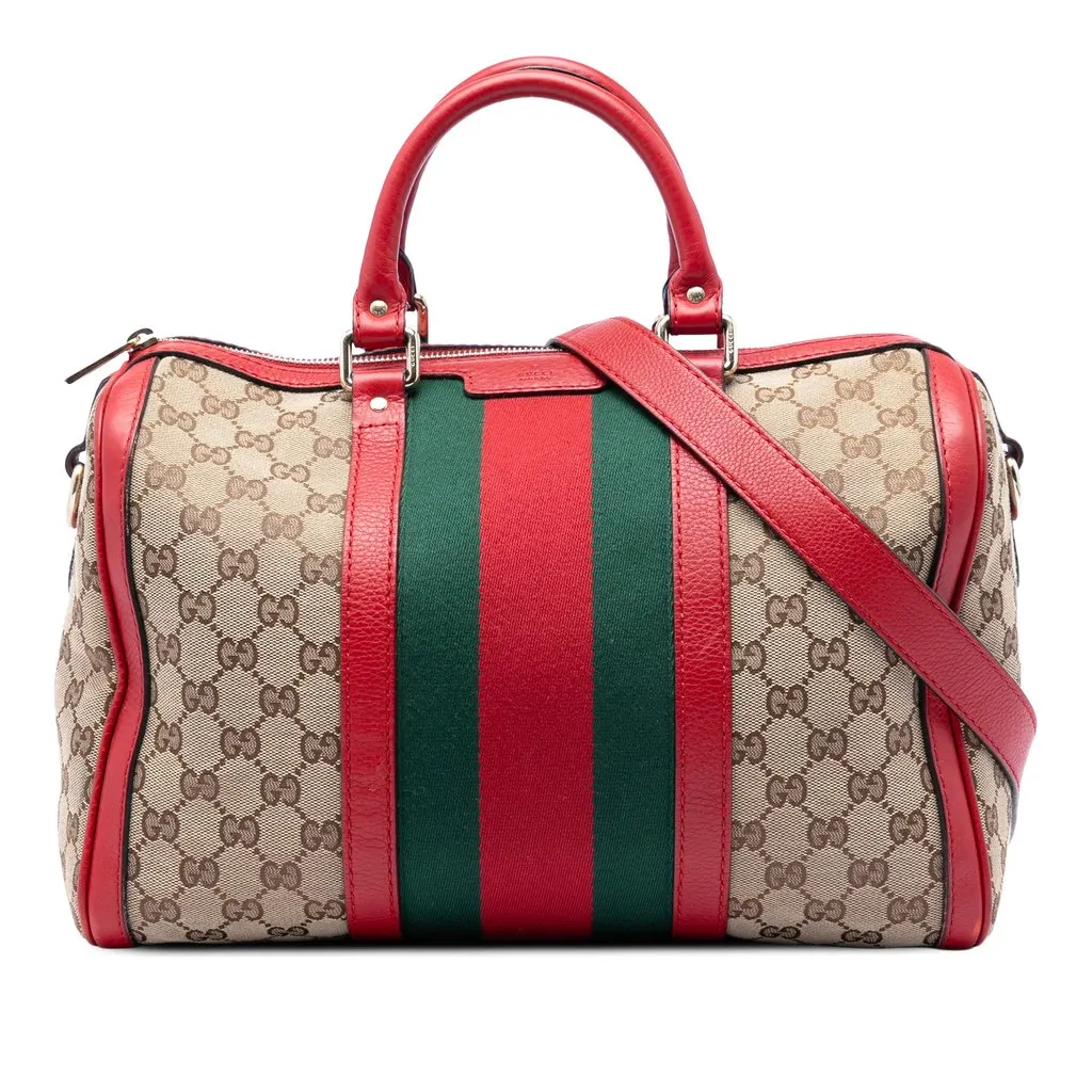Gucci Medium GG Canvas Web Joy Boston Bag Beige Very good - Front View