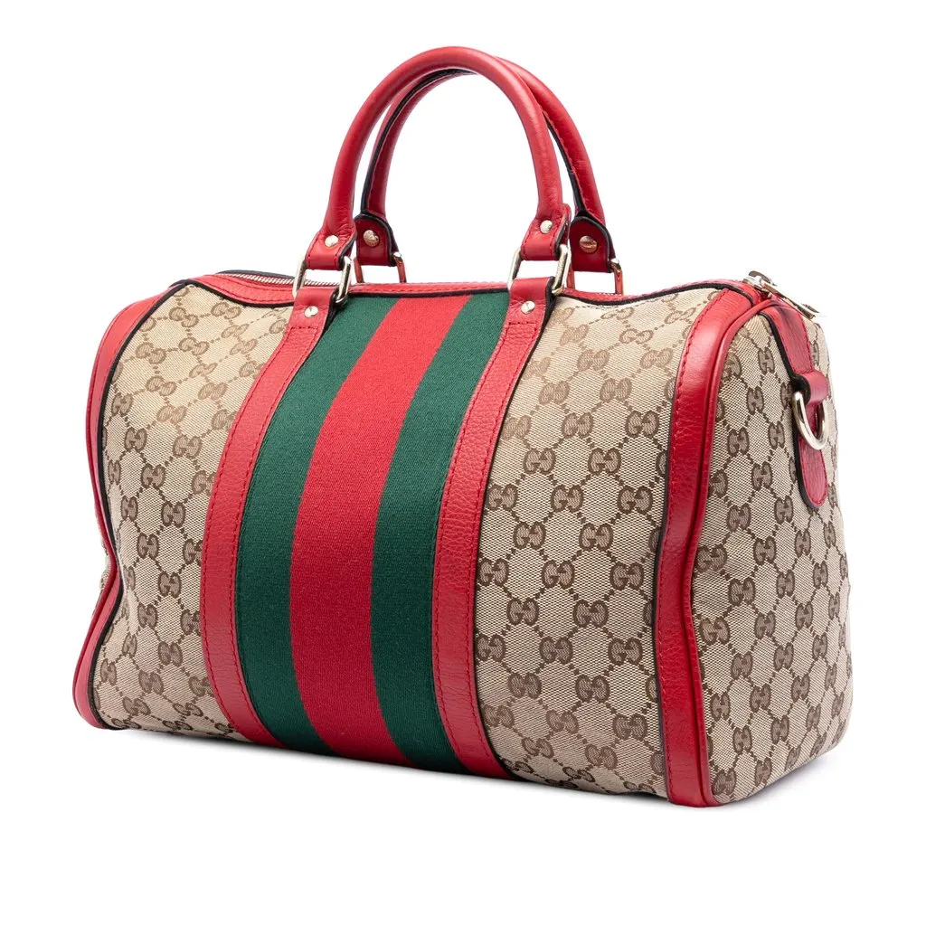 Gucci Medium GG Canvas Web Joy Boston Bag Beige Very good - Back View
