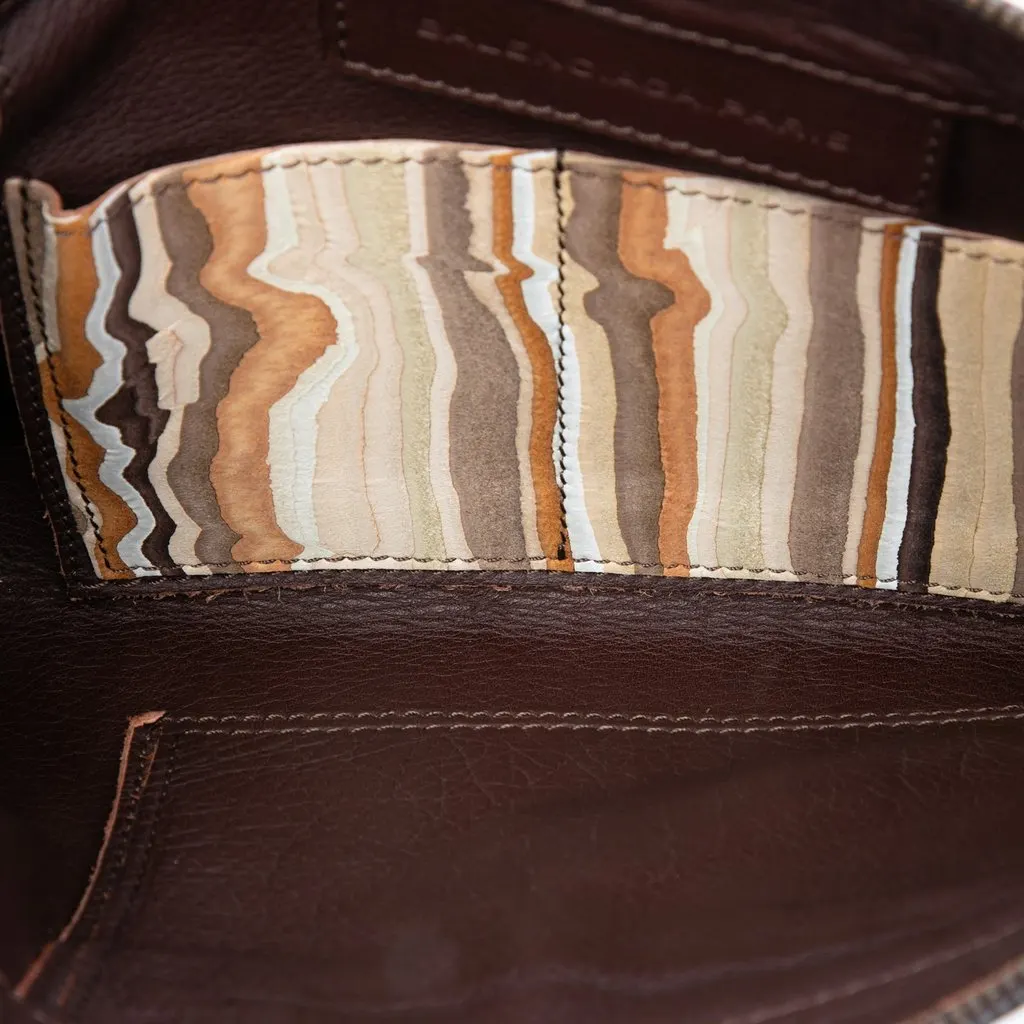 Balenciaga Suede Striped Papier Clutch Beige Leather Very good - Model View