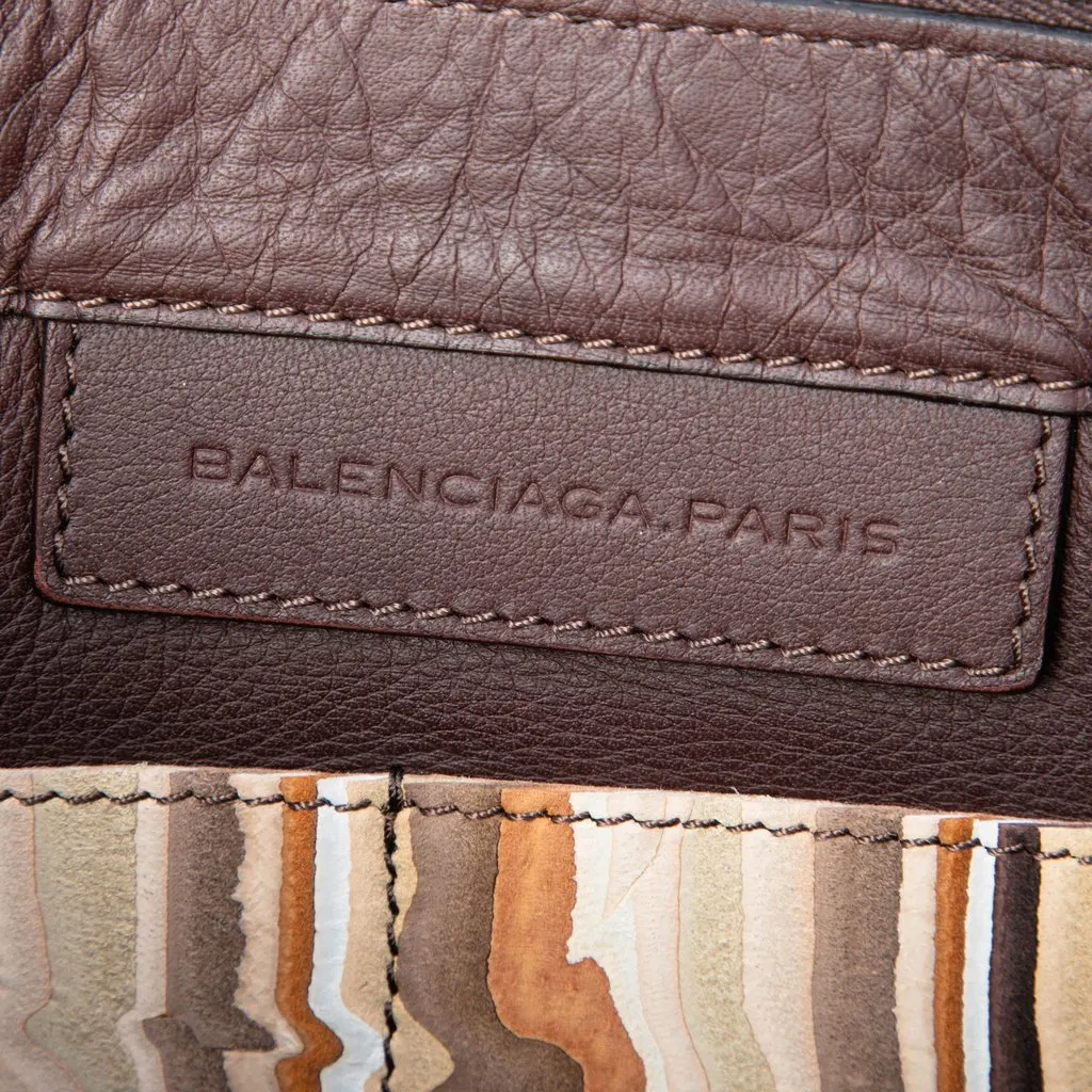 Balenciaga Suede Striped Papier Clutch Beige Leather Very good - Box View