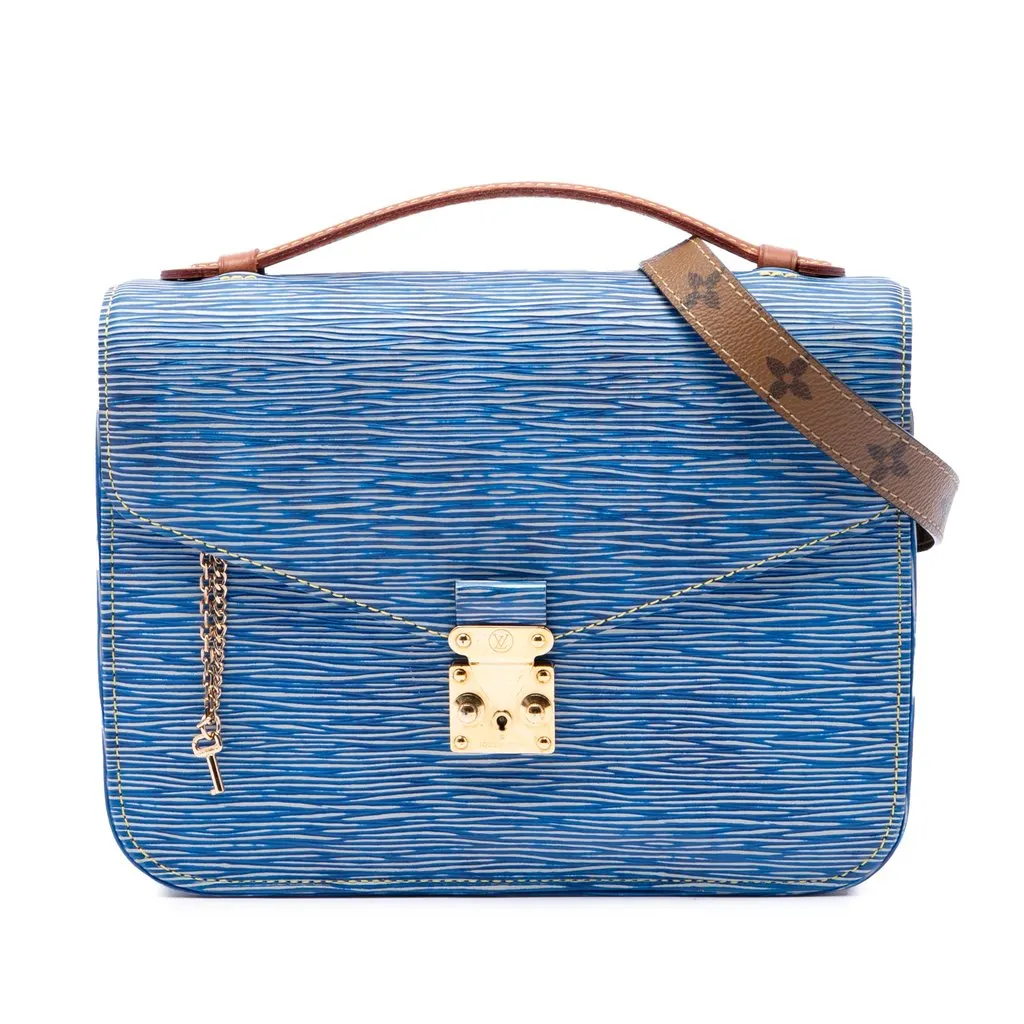 Louis Vuitton Epi Denim and Reverse Monogram Pochette Metis Blue Leather Good - Front View