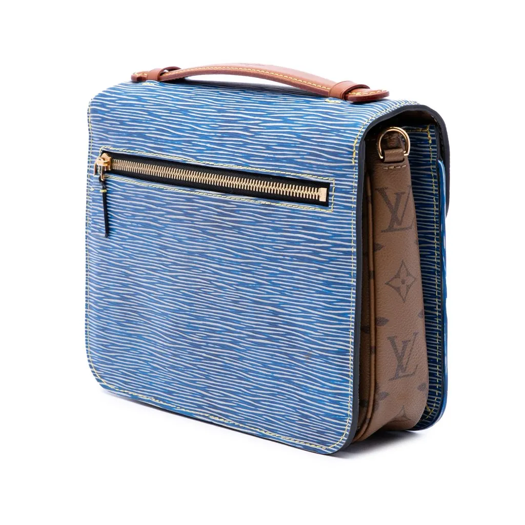 Louis Vuitton Epi Denim and Reverse Monogram Pochette Metis Blue Leather Good - Back View