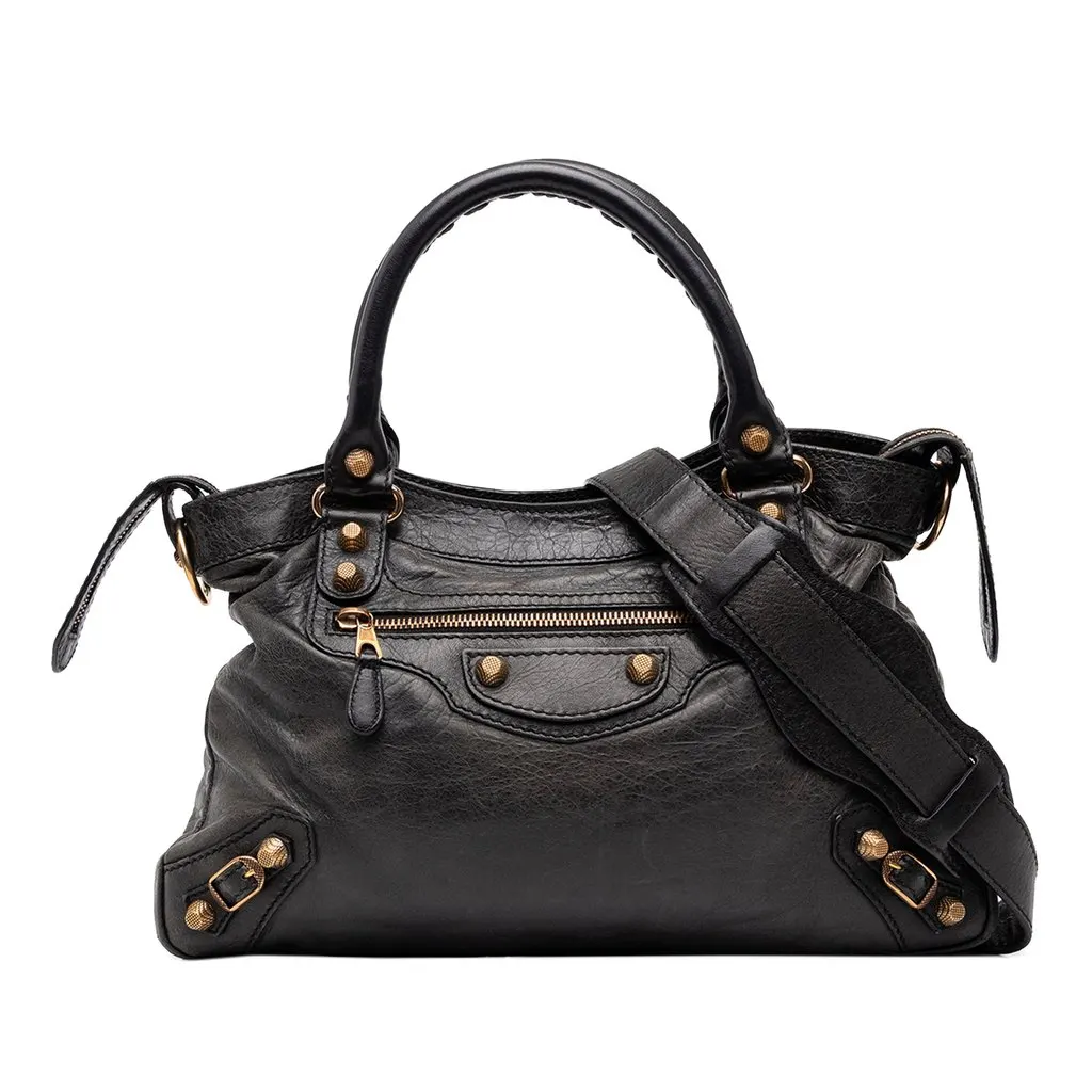 Balenciaga Lambskin Motocross Giant 12 Town Satchel