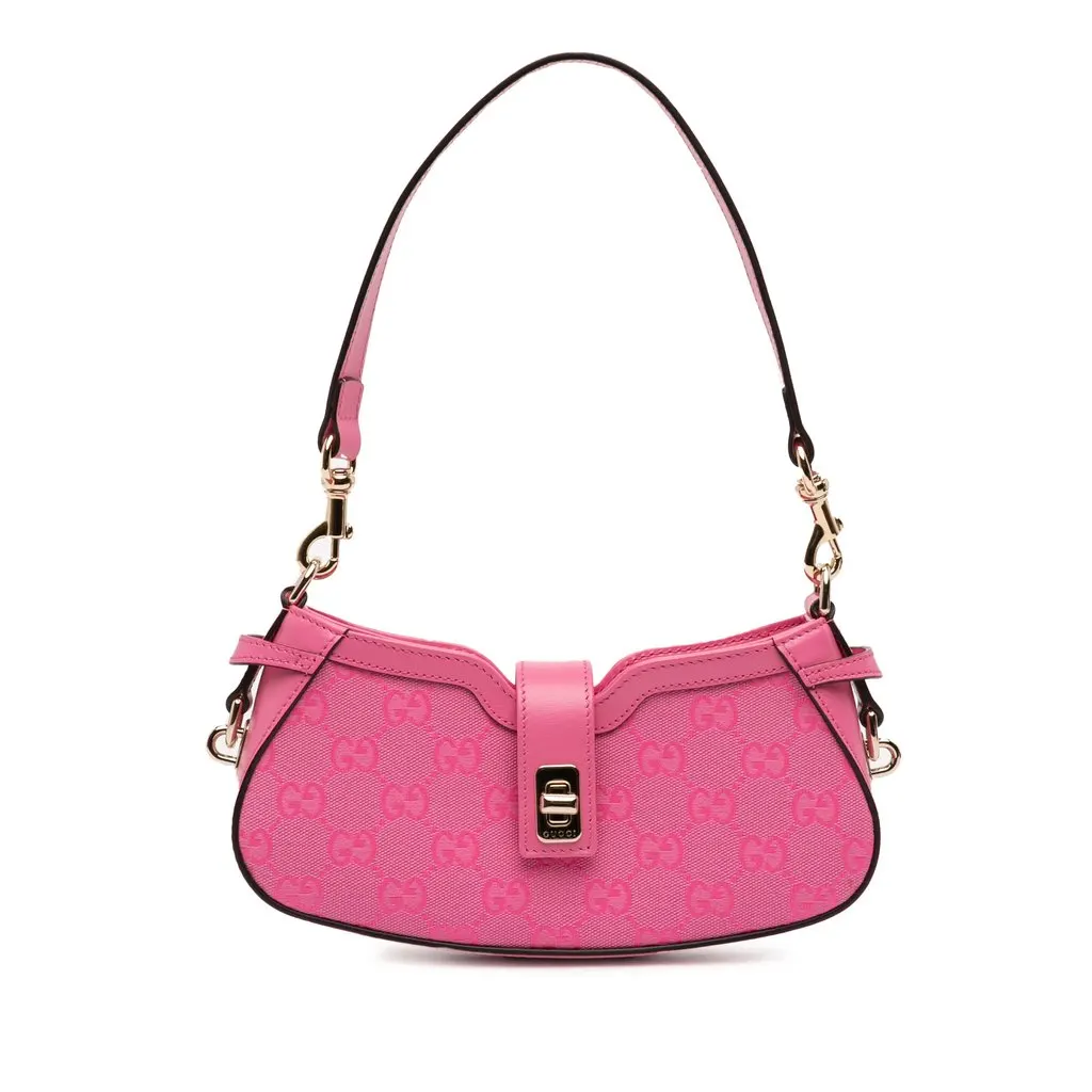 Gucci Mini GG Canvas Moon Side Shoulder Bag Pink Very good - Front View