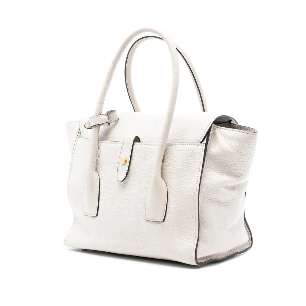 Prada Vitello Daino Sound Lock Satchel White Leather Very good - Back View