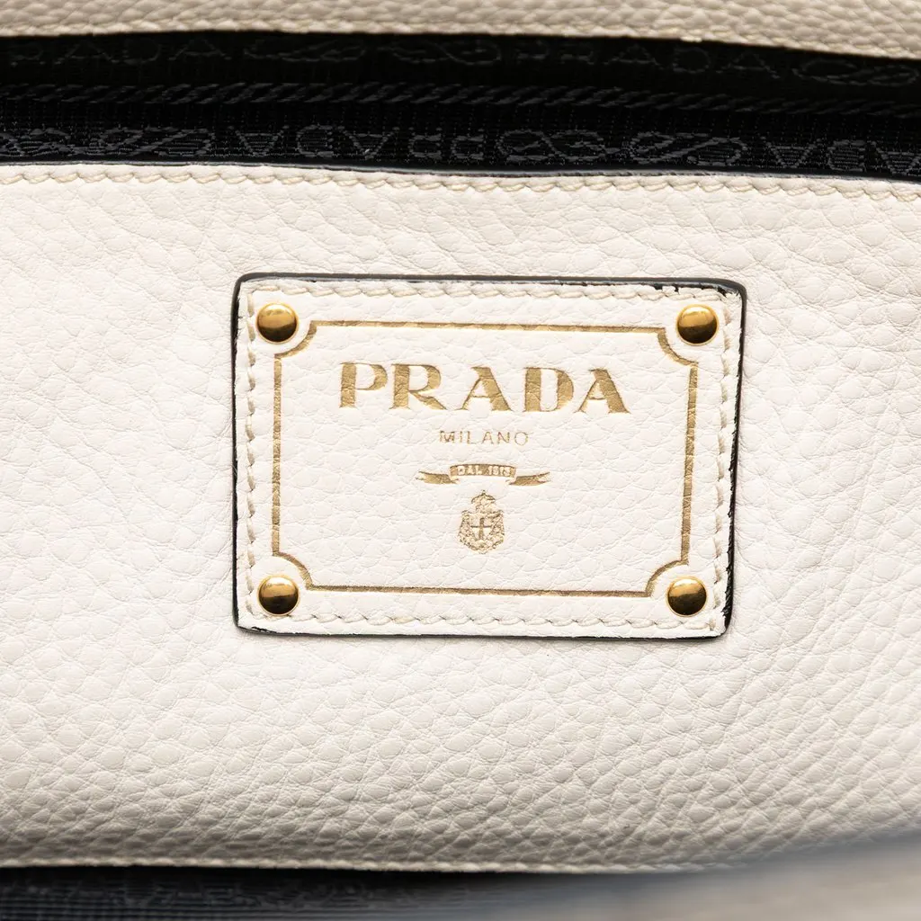 Prada Vitello Daino Sound Lock Satchel White Leather Very good - Box View