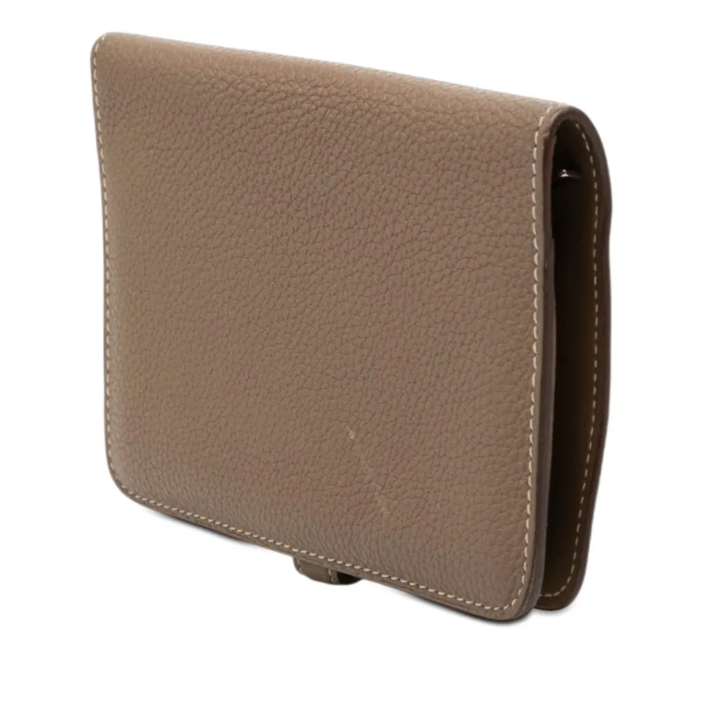 Hermès Togo Dogon Compact Wallet Brown Leather Very good - Back View