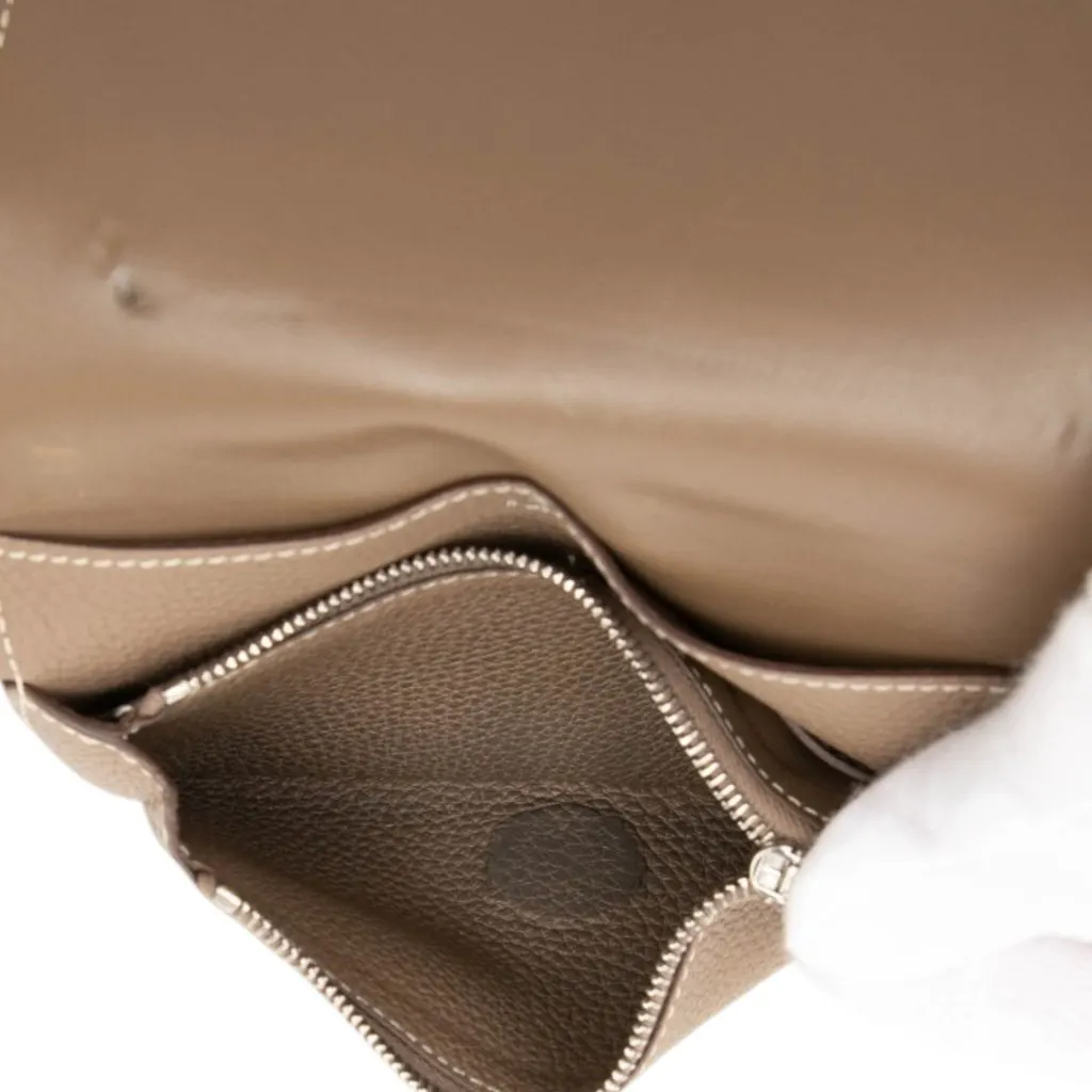 Hermès Togo Dogon Compact Wallet Brown Leather Very good - Model View