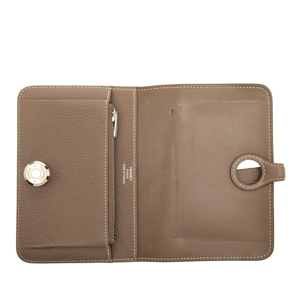 Hermès Togo Dogon Compact Wallet Brown Leather Very good - Box View