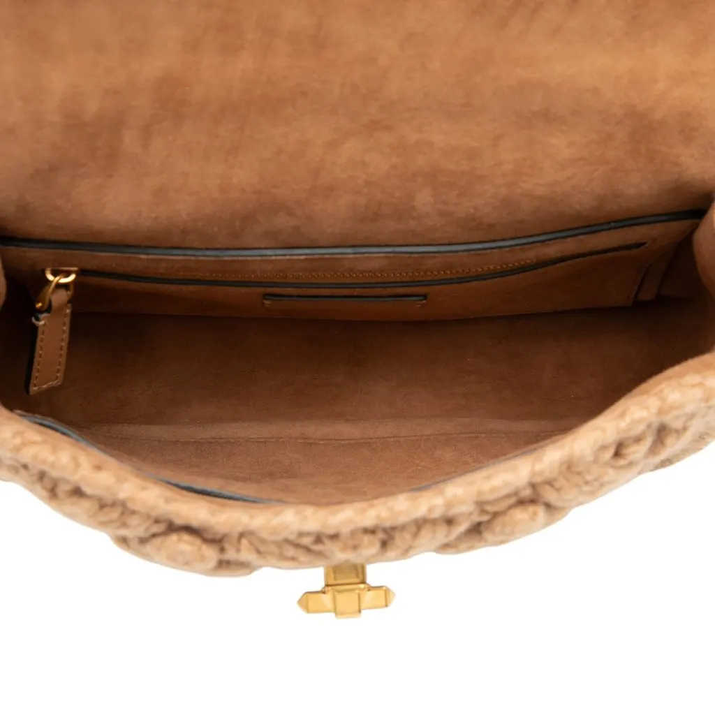 Valentino Medium Knit Roman Stud Satchel Beige Very good - Model View