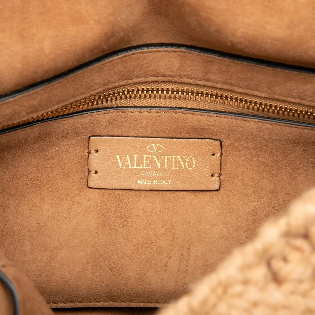 Valentino Medium Knit Roman Stud Satchel Beige Very good - Box View