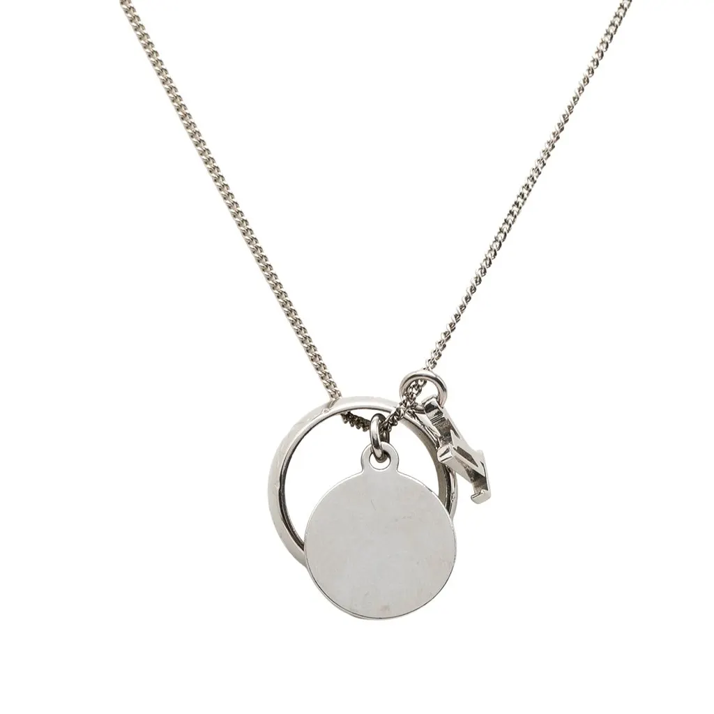 Louis Vuitton Brass Monogram Charms Necklace Silver Brass Very good - Inside View