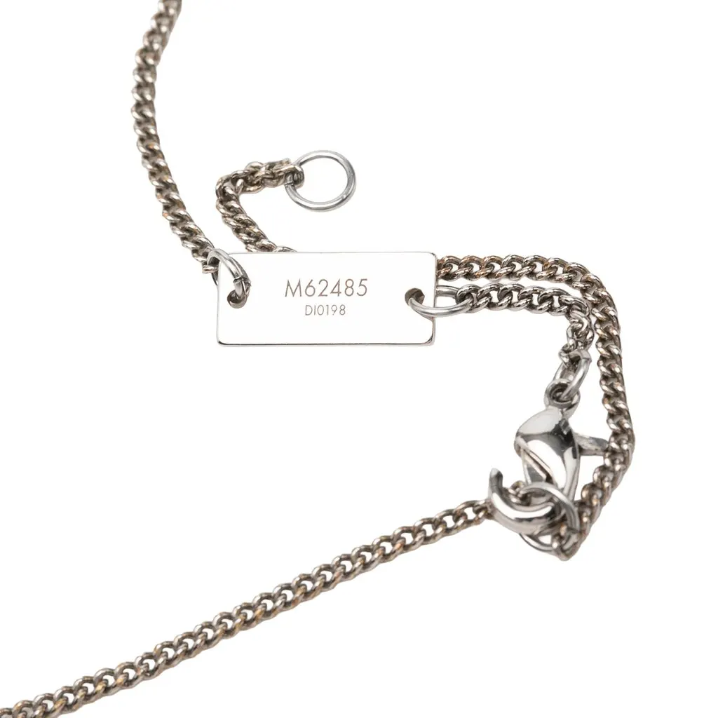 Louis Vuitton Brass Monogram Charms Necklace Silver Brass Very good - Box View