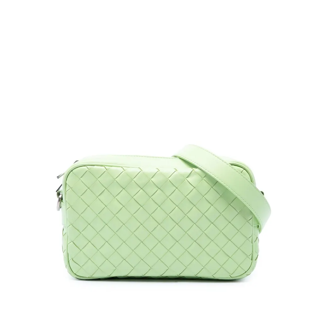 Bottega Veneta Small Calfskin Intrecciato Camera Bag Green Leather Very good - Front View