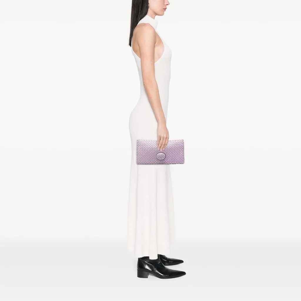 Bottega Veneta Nappa Intrecciato Turn Lock Clutch Purple Leather Very good - Box View