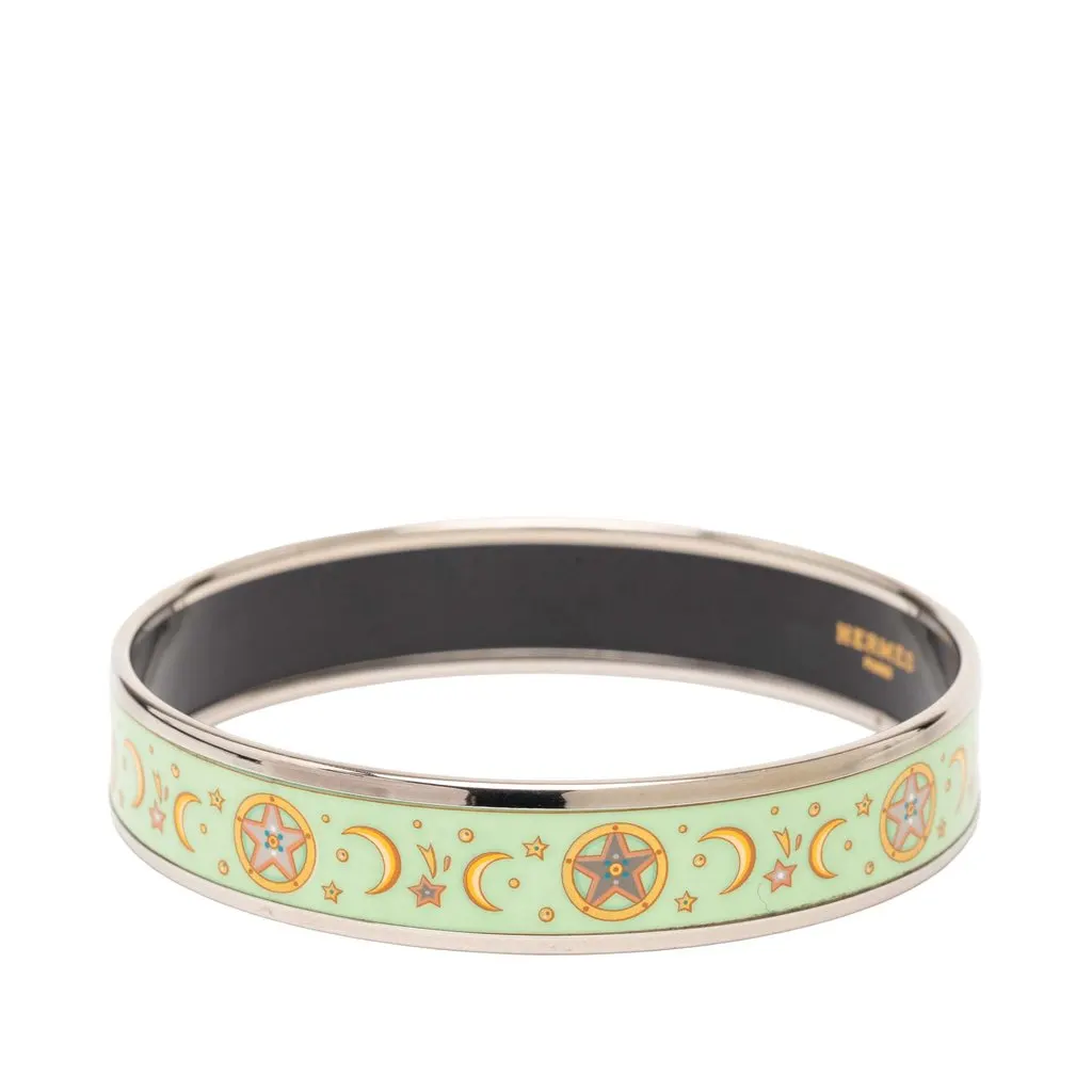 Hermès Narrow Enamel Moon and Stars Bangle 70 Green Very good - Back View