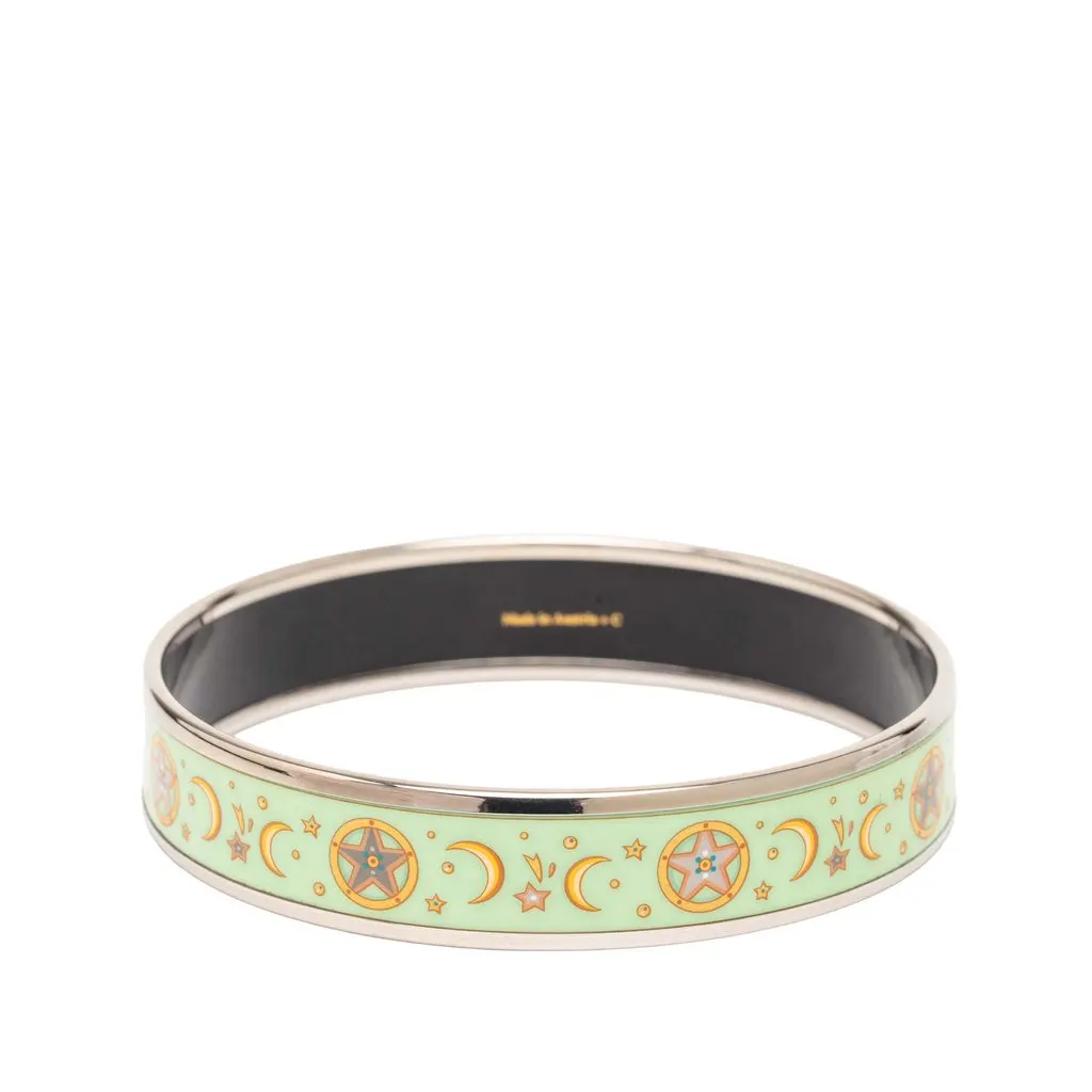 Hermès Narrow Enamel Moon and Stars Bangle 70 Green Very good - Inside View