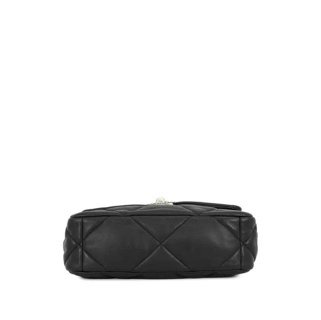 Chanel Medium Lambskin 19 Flap Black Leather Good - Inside View
