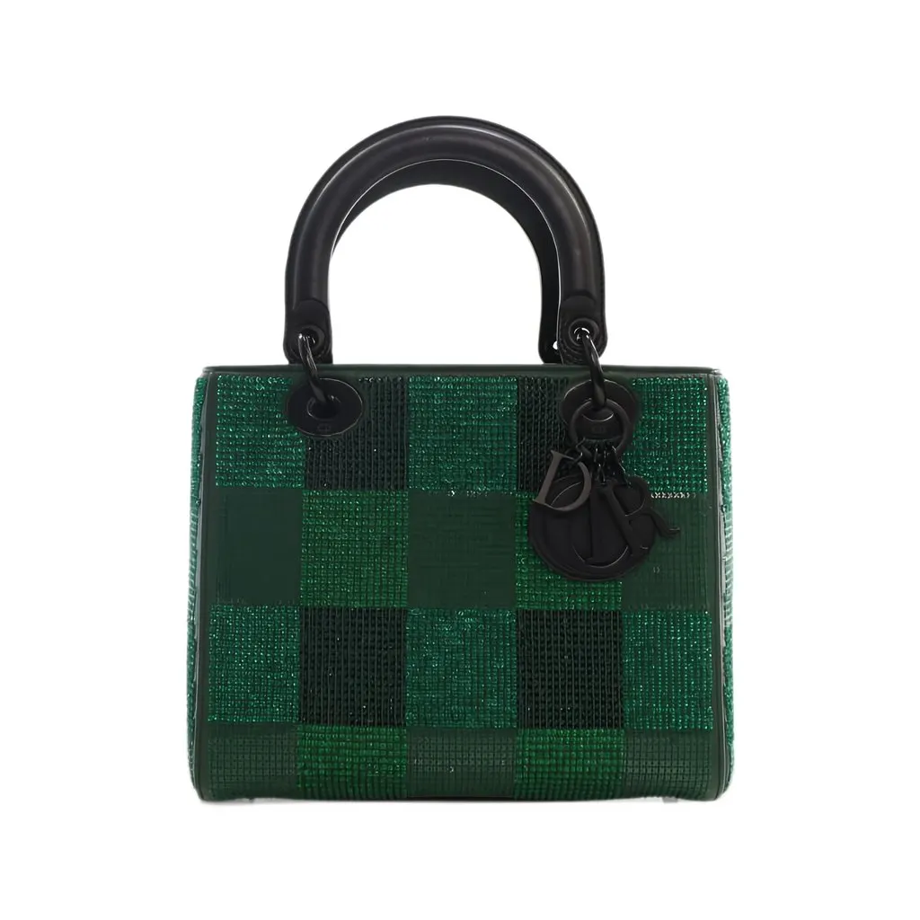 Dior Medium Crystal Embellished Calfskin Checkered Lady Dior