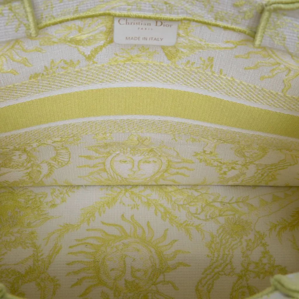 Dior Medium Embroidered Canvas Toile de Jouy Soleil Lady D Lite White Canvas Very good - Model View