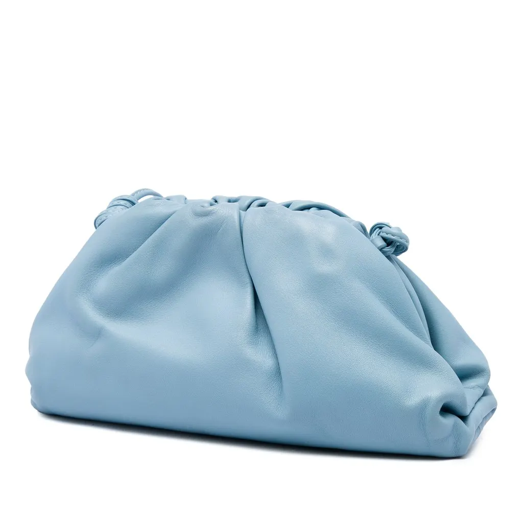 Bottega Veneta Lambskin The Mini Pouch Crossbody Blue Leather Very good - Back View
