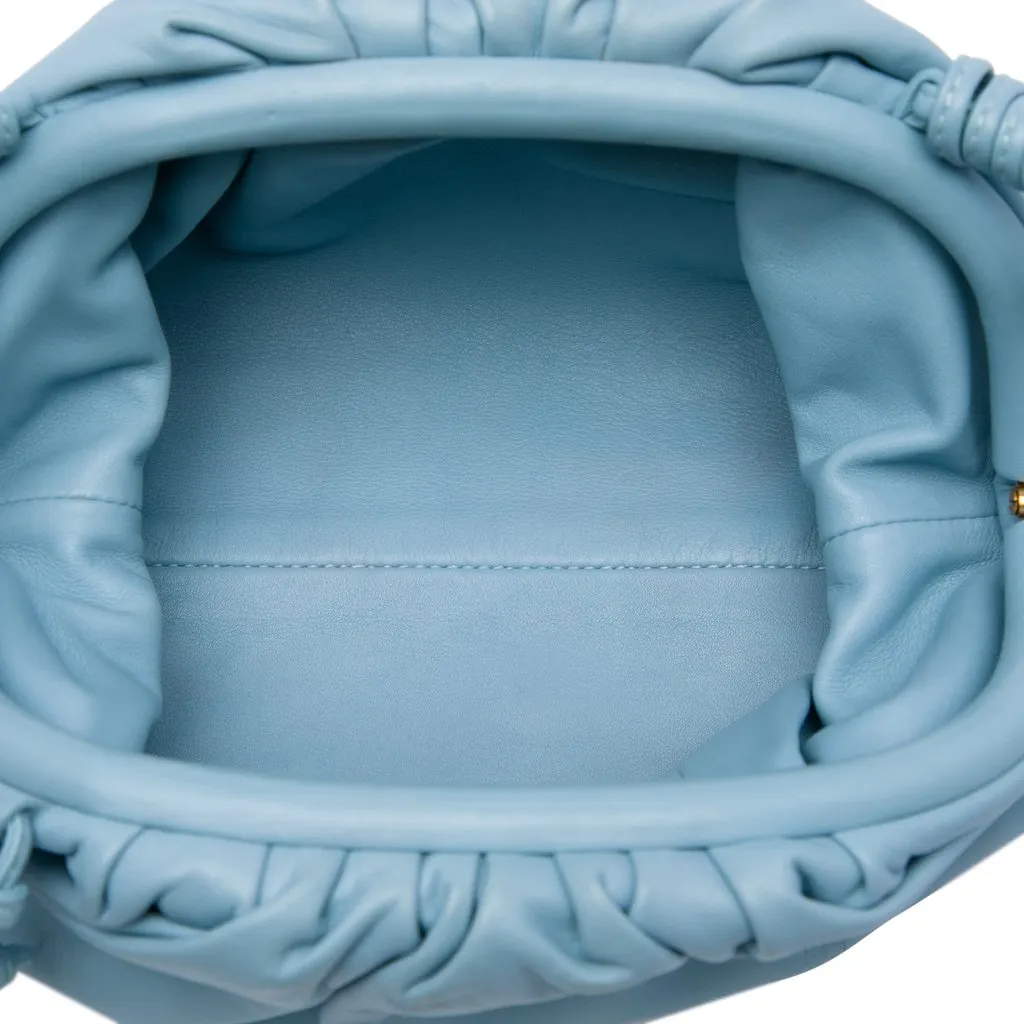 Bottega Veneta Lambskin The Mini Pouch Crossbody Blue Leather Very good - Model View