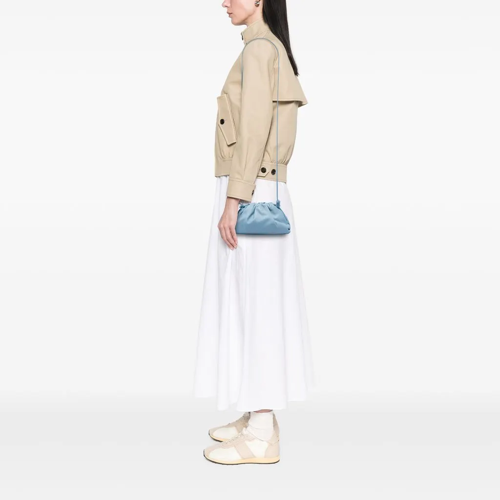 Bottega Veneta Lambskin The Mini Pouch Crossbody Blue Leather Very good - Box View