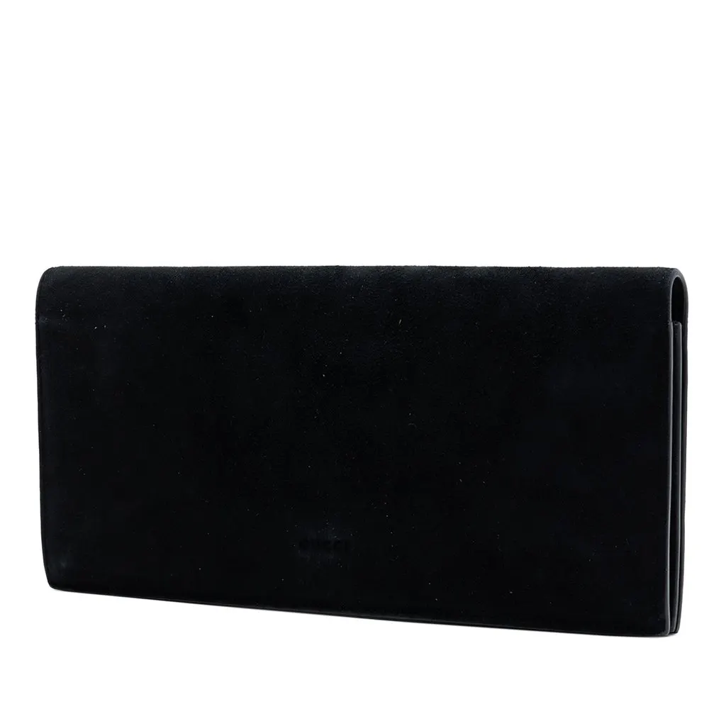 Gucci Suede Broadway Crystal Clutch Black Leather Very good - Back View