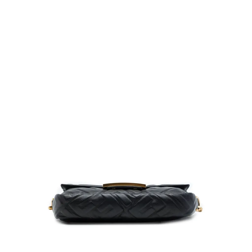 Fendi Mini Zucca Embossed Leather Baguette Satchel Black Leather Very good - Inside View
