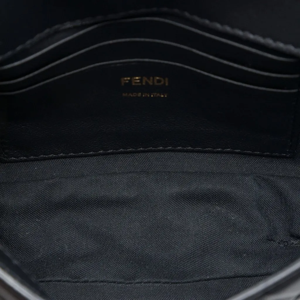 Fendi Mini Zucca Embossed Leather Baguette Satchel Black Leather Very good - Model View