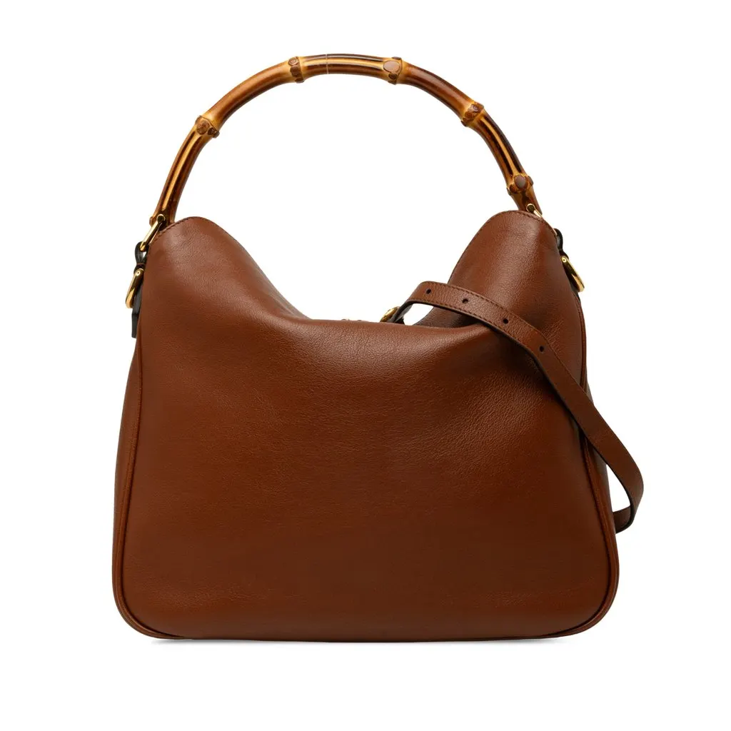 Gucci Medium Calfskin Bamboo Diana Satchel Brown Leather Very good - Front View