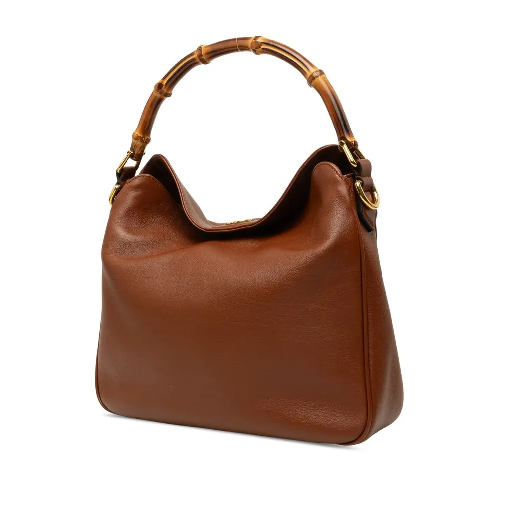 Gucci Medium Calfskin Bamboo Diana Satchel Brown Leather Very good - Back View