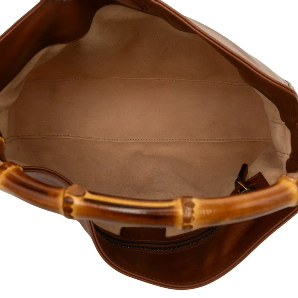 Gucci Medium Calfskin Bamboo Diana Satchel Brown Leather Very good - Model View