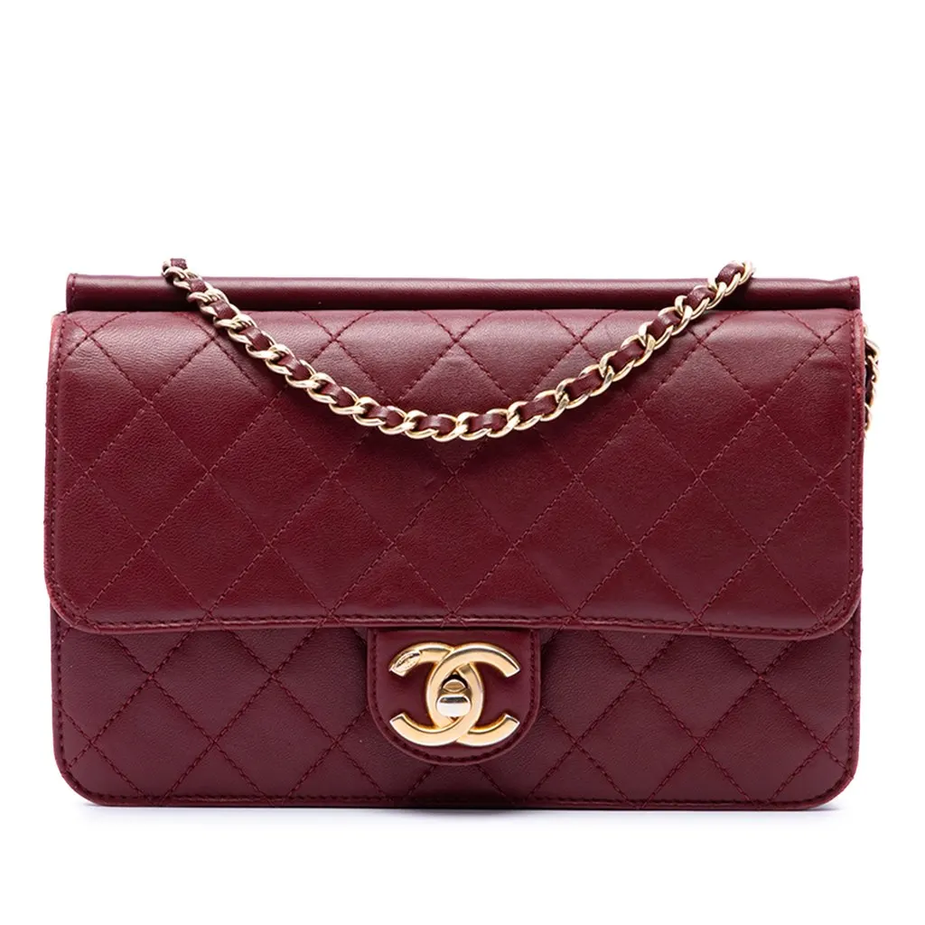 Chanel Medium Quilted Lambskin Crossing Times Flap Red Leather Very good - Front View