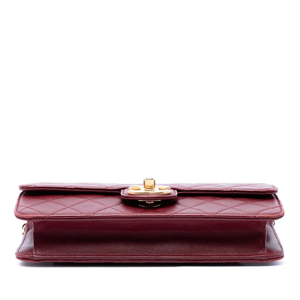 Chanel Medium Quilted Lambskin Crossing Times Flap Red Leather Very good - Inside View
