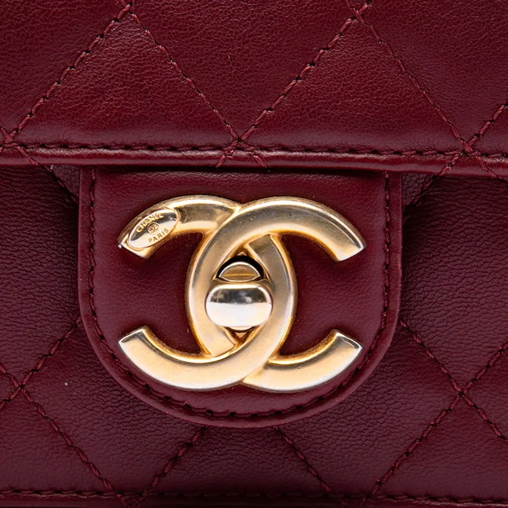 Chanel Medium Quilted Lambskin Crossing Times Flap Red Leather Very good - Box View