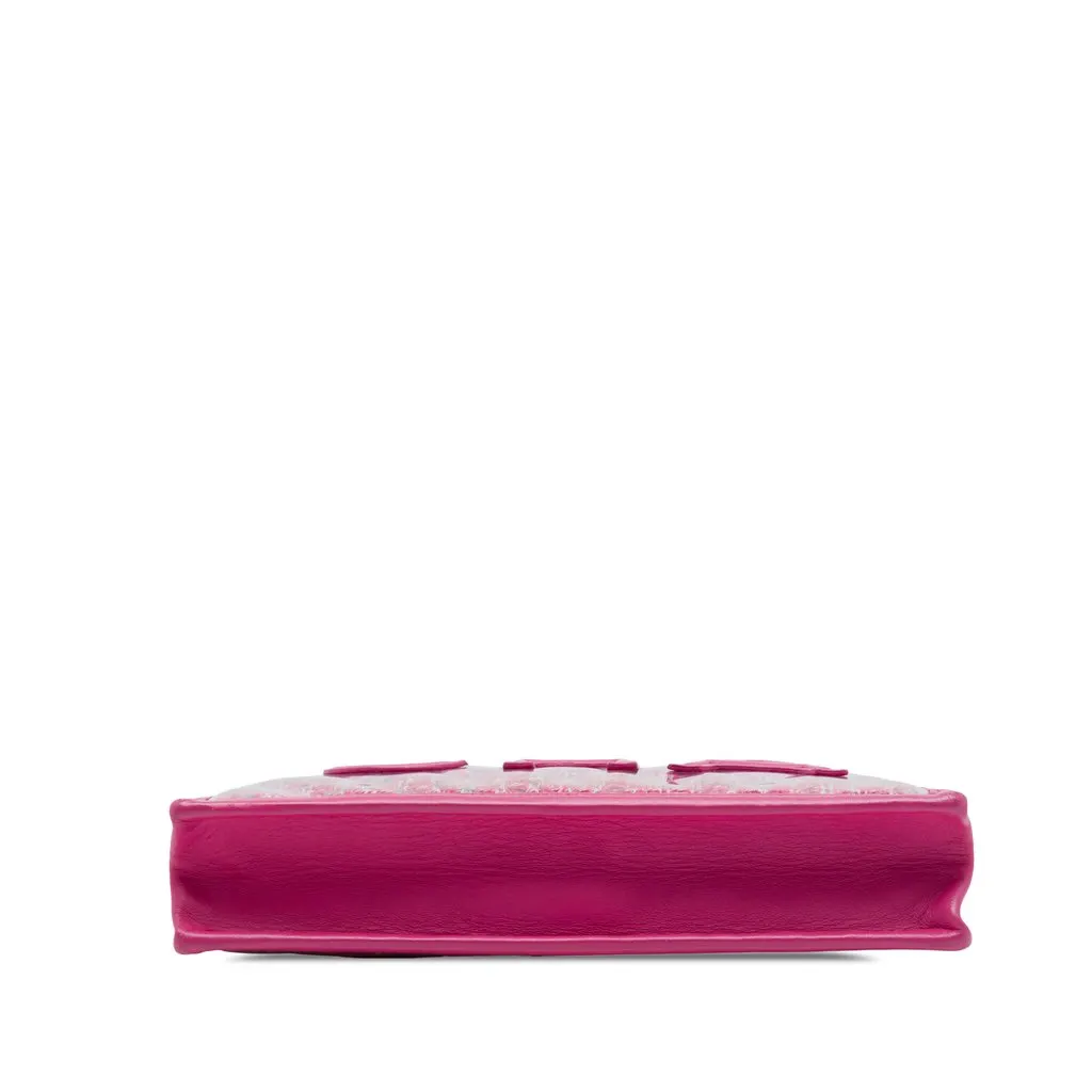 Chanel Quilted Tweed PVC Logo Wristlet Clutch Pink Very good - Inside View