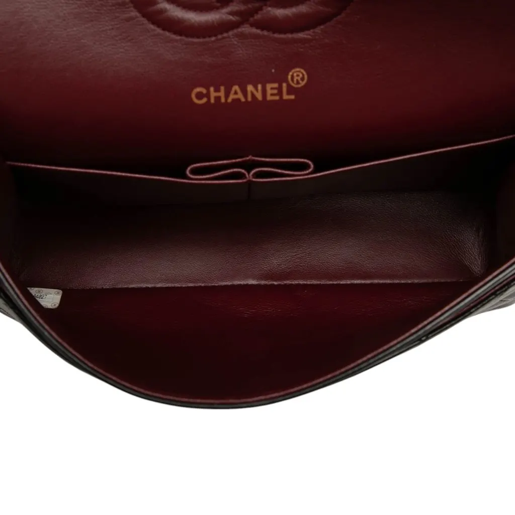Chanel Medium Classic Lambskin Double Flap Black Leather Good - Model View