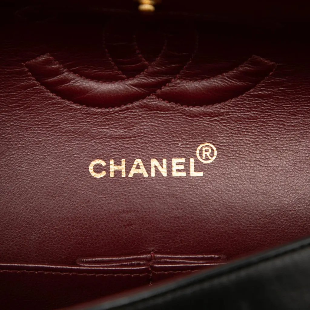 Chanel Medium Classic Lambskin Double Flap Black Leather Good - Box View