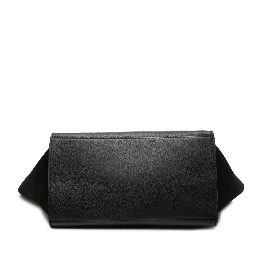 Celine Large Drummed Calfskin and Suede Trapeze Satchel Black Leather Very good - Inside View